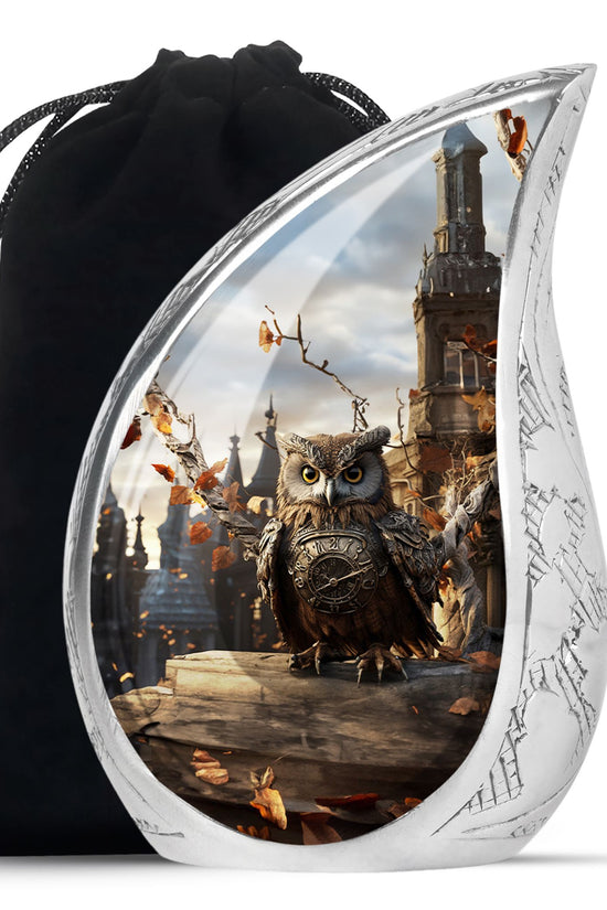 Owl Theme Memorial Urn - Vintage Cremation Ashes Urn For Human Ashes