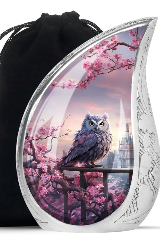 Purple Owl Cremation Urn - Elegant Memorial Urn For Human Ashes