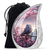 Purple Owl Cremation Urn - Elegant Memorial Urn For Human Ashes