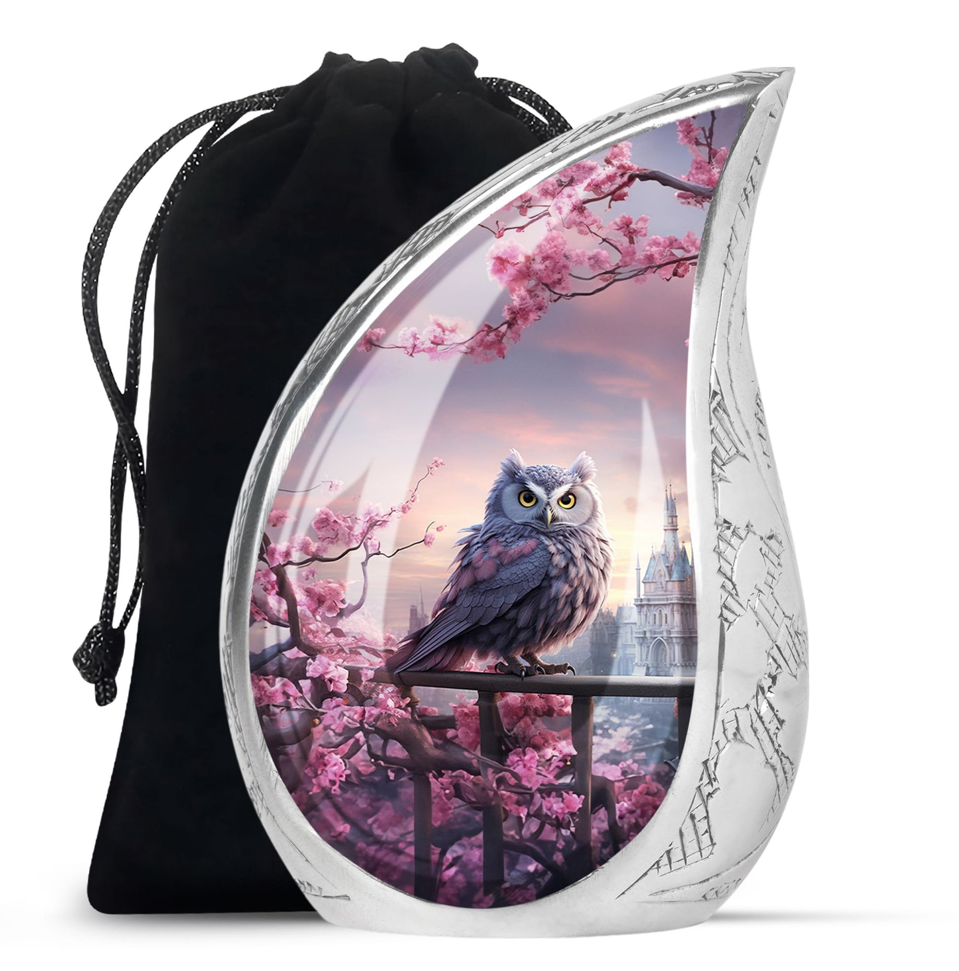Purple Owl Cremation Urn - Elegant Memorial Urn For Human Ashes