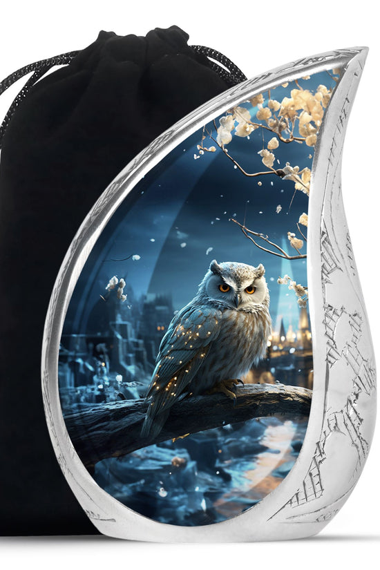 Snow Owl Cremation Urn - Elegant Funeral Urn For Human Ashes