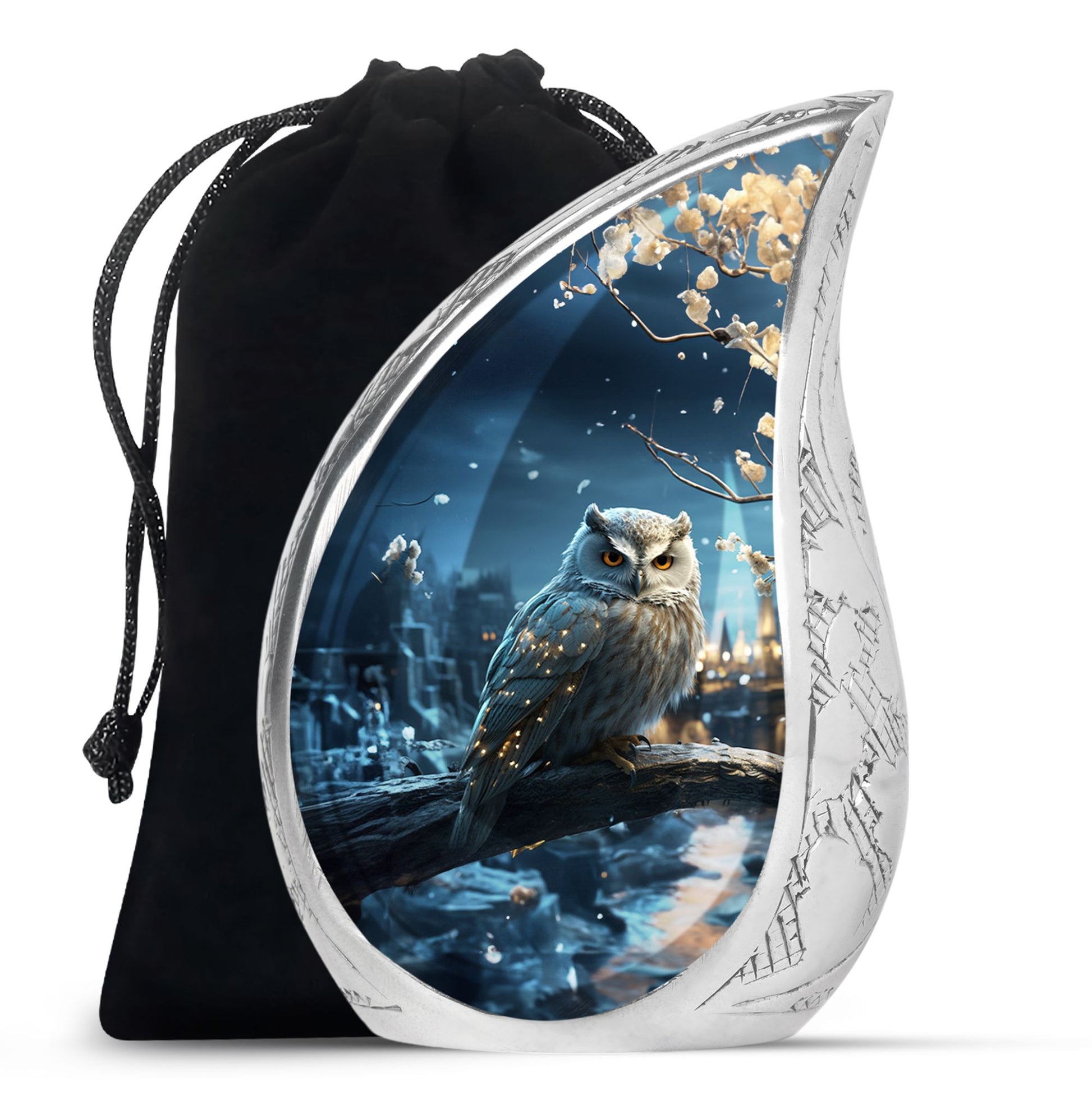 Snow Owl Cremation Urn - Elegant Funeral Urn For Human Ashes
