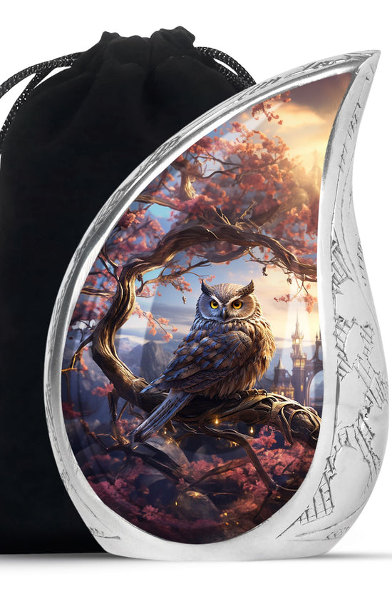 Mystical Owl Memorial Urn - Scenic Cremation Urn For Adults