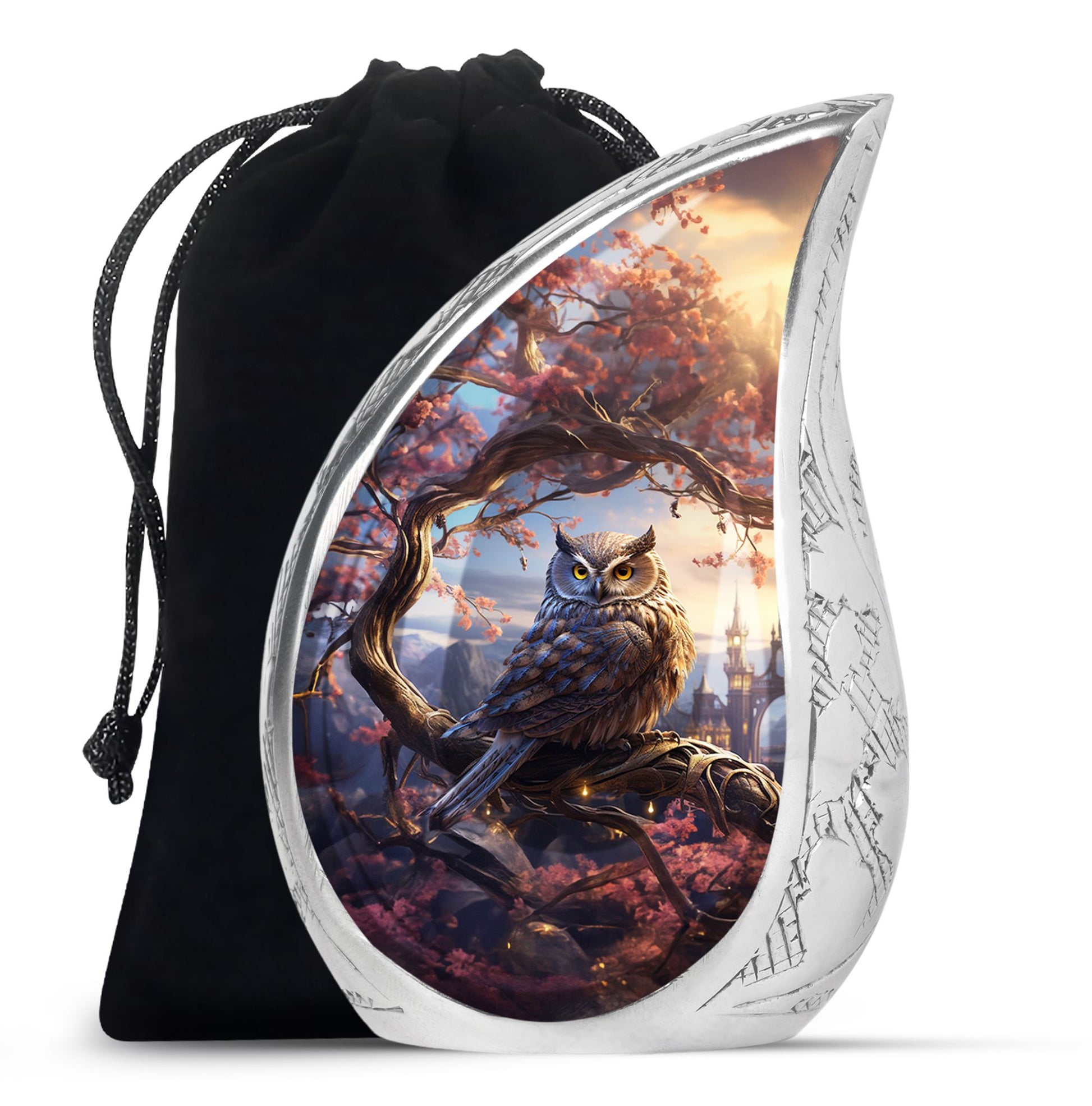 Mystical Owl Memorial Urn - Scenic Cremation Urn For Adults