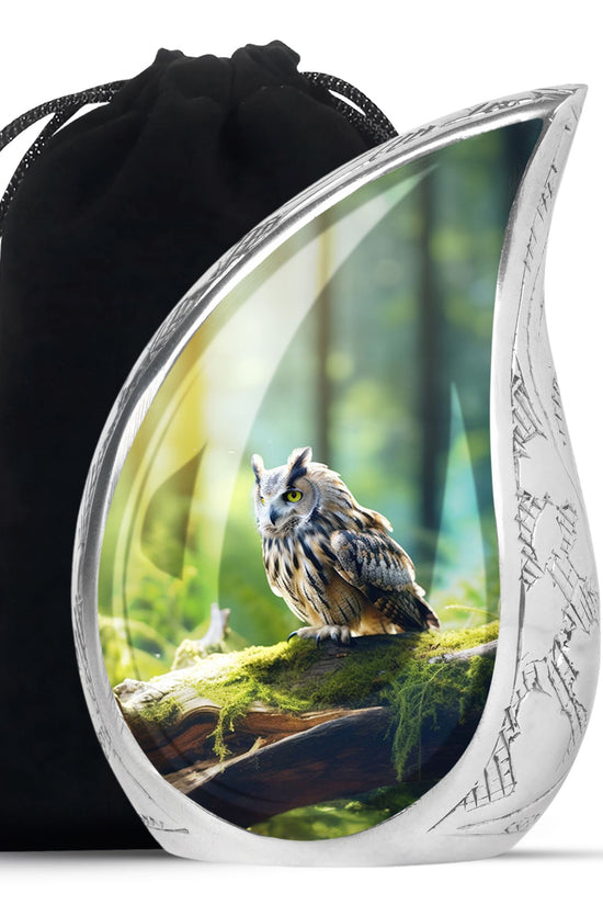 Owl Memorial Urn - Forest Cremation Urn For Human Ashes
