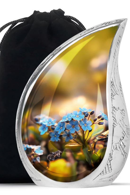 Scorpion Grass Memorial Urn - Elegant Floral Funeral Urn For Adult Ashes