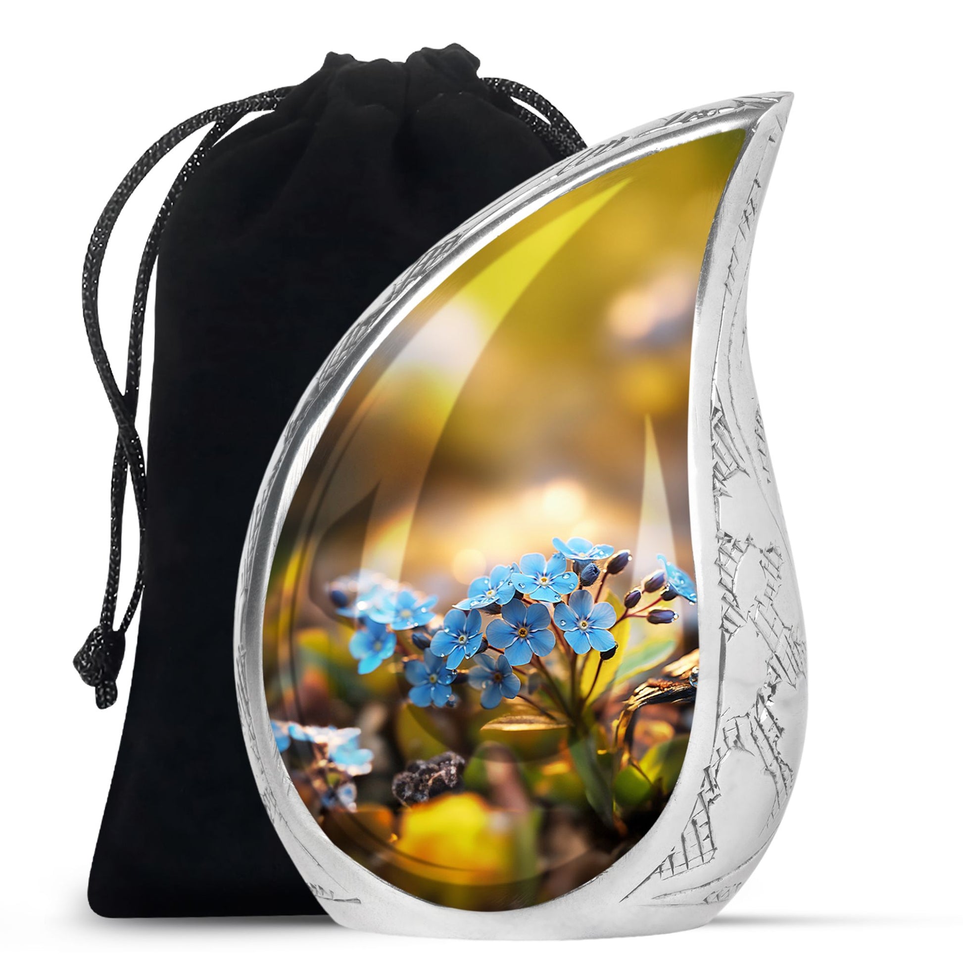 Scorpion Grass Memorial Urn - Elegant Floral Funeral Urn For Adult Ashes