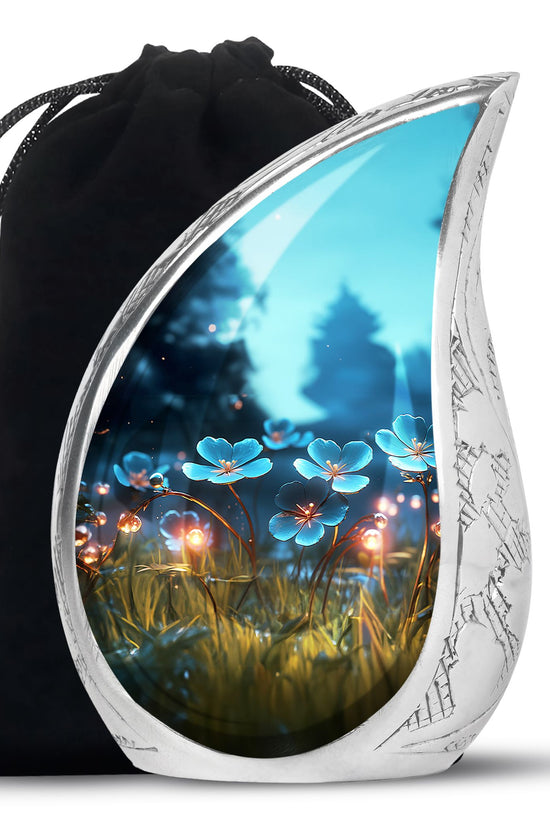 Scorpion Grass Floral Cremation Urn - Elegant Memorial Urn For Women