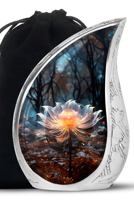 Lily Forest Theme Cremation Urn - Aluminium Funeral Urn For Loved Ones