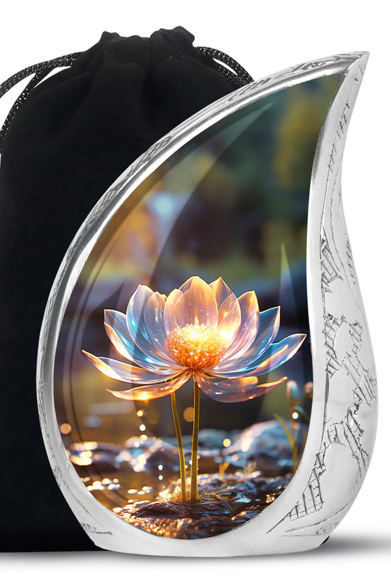 Glowing Lotus Memorial Urn - Large Cremation Urn For Ashes