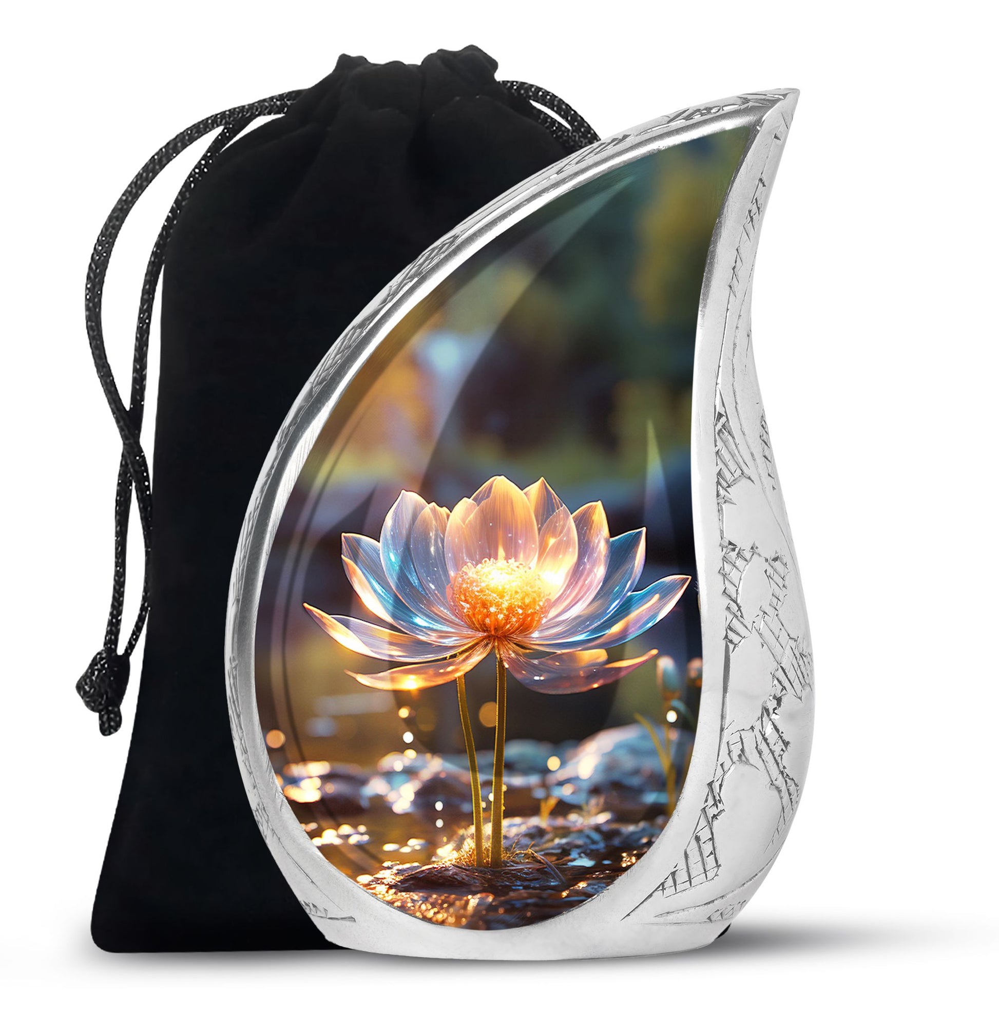 Glowing Lotus Memorial Urn - Large Cremation Urn For Ashes