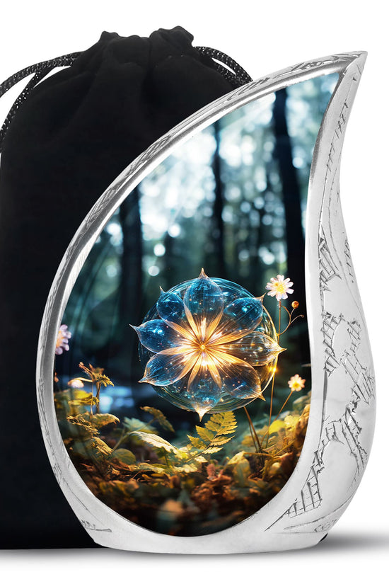 Mystic Forest Flower Cremation Urn - Fantasy Memorial Urn For Human Ashes