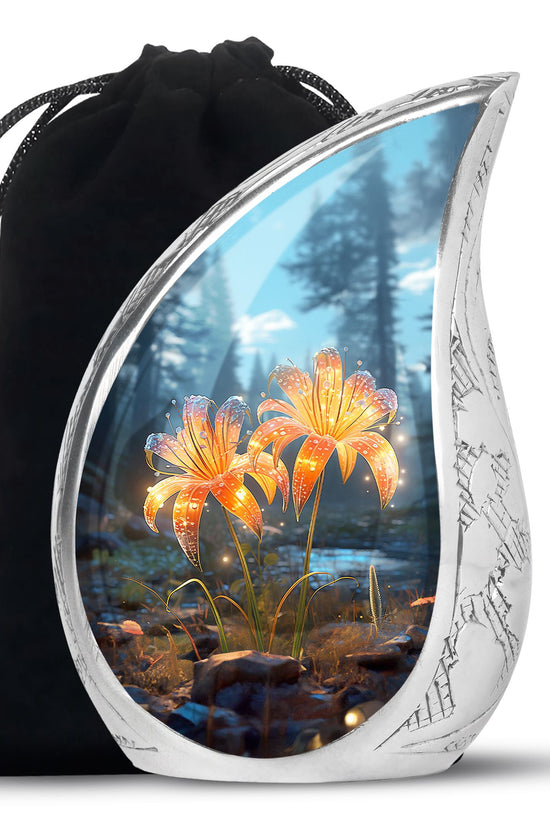 Nature Lily Memorial Urn - Burial Cremation Urn For Adult Ashes