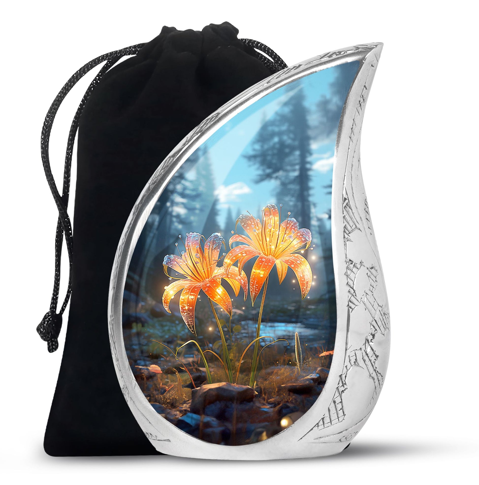Nature Lily Memorial Urn - Burial Cremation Urn For Adult Ashes