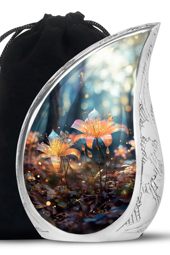 Orange Lily Funeral Urn For Ashes - Large Memorial Urn For Ashes