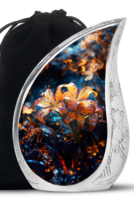 Tiger Lily Cremation Urn - Elegant Floral Memorial Urn For Human Ashes