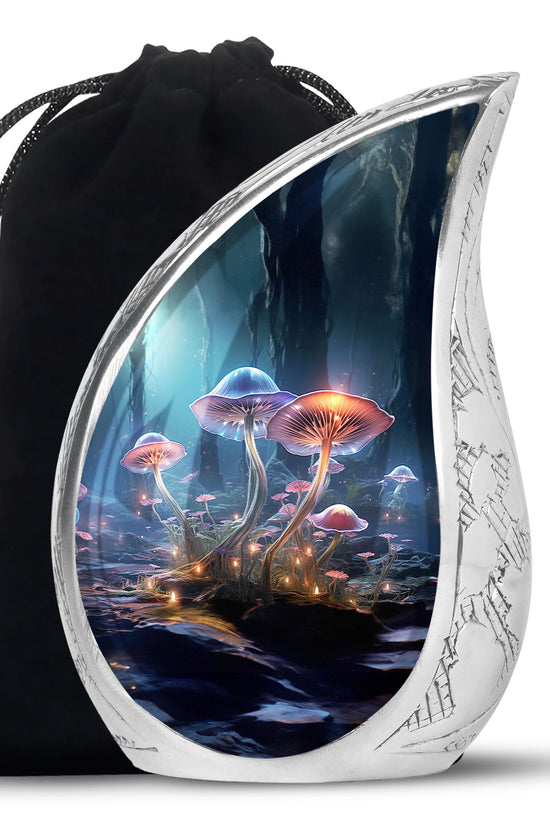 Glowing Mushroom Funeral Urn For Ashes - Aluminium Cremation Urn For Ashes