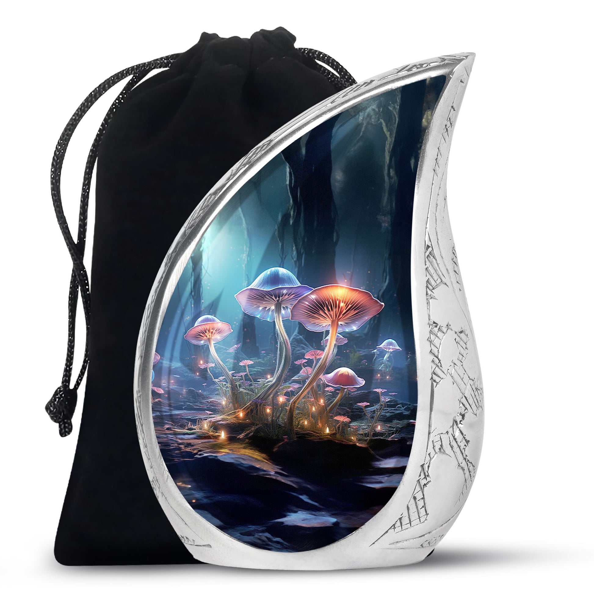 Glowing Mushroom Funeral Urn For Ashes - Aluminium Cremation Urn For Ashes