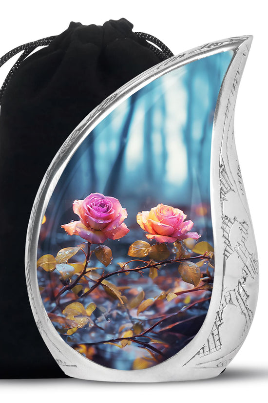 Beautiful Pink Rose Funeral Urn - Large Memorial Urn For Female