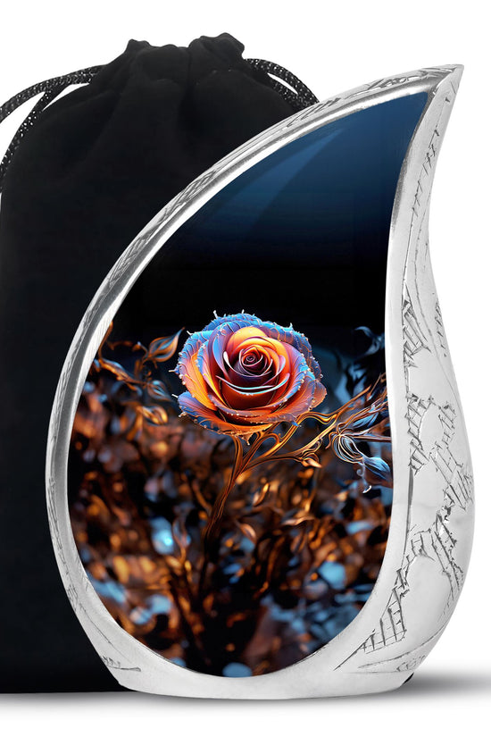 Beautiful Rose Theme Memorial Urn - Aluminum Cremation Urn For Loved Ones