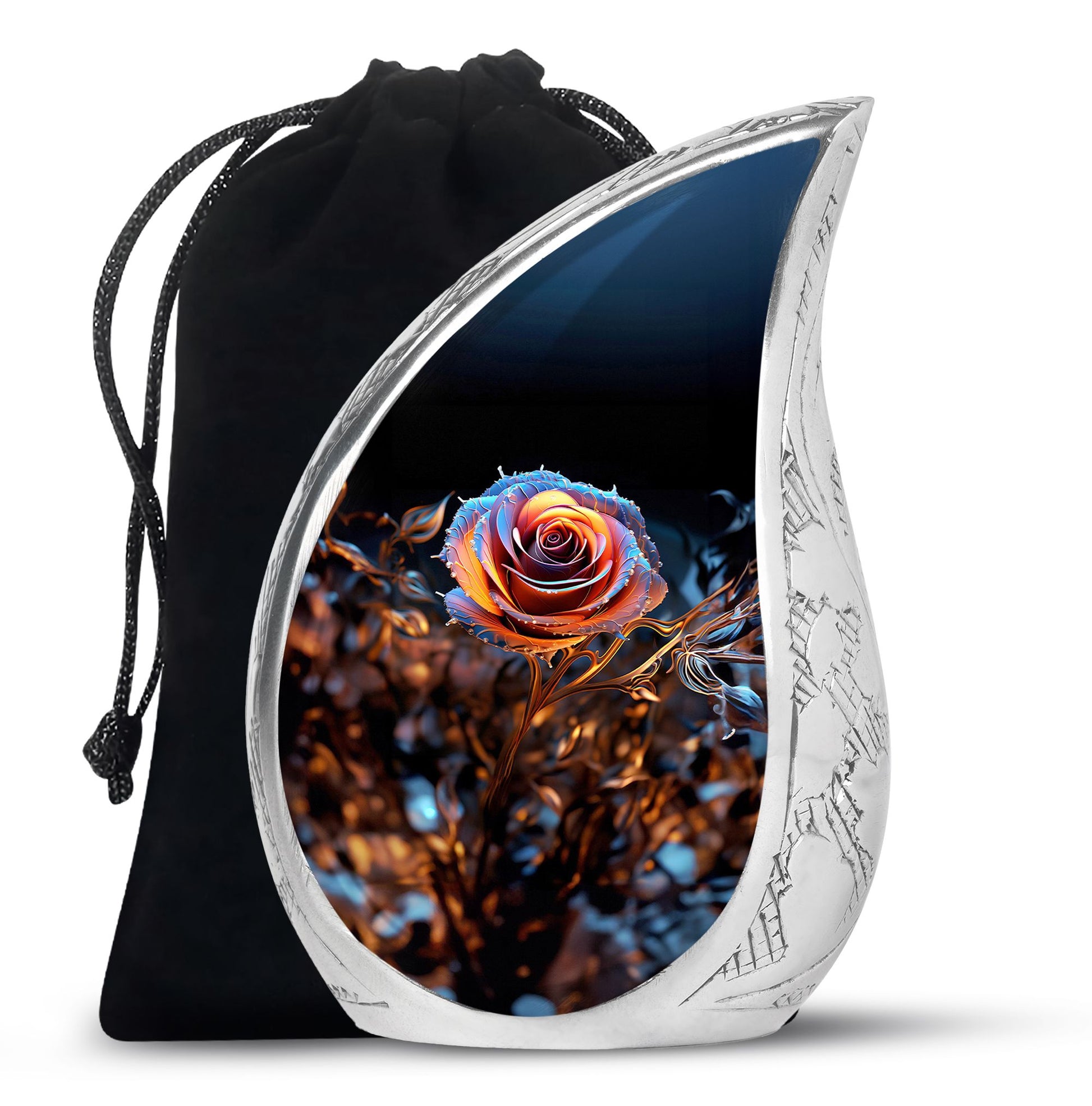 Beautiful Rose Theme Memorial Urn - Aluminum Cremation Urn For Loved Ones