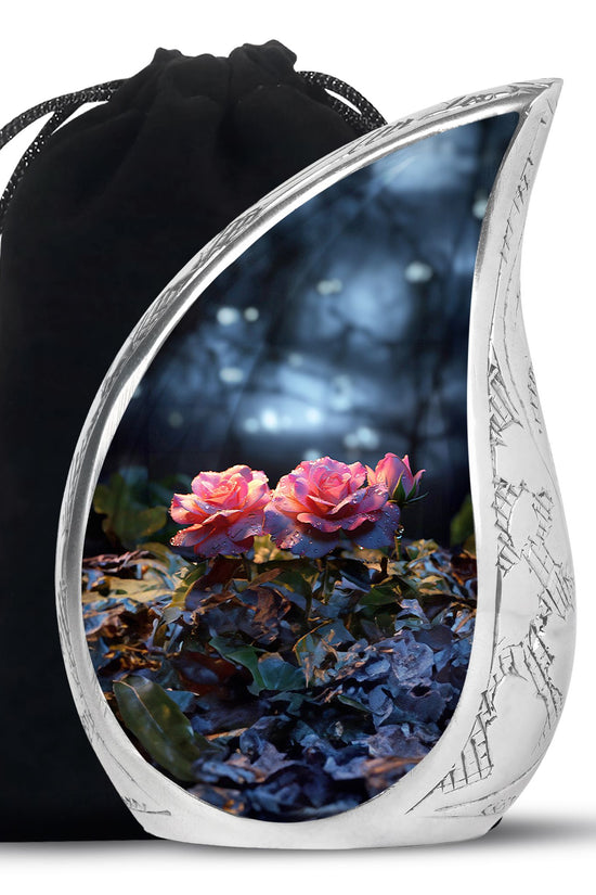 Pink Rose Theme Funeral Urn - Large Memorial Urn For Human Ashes