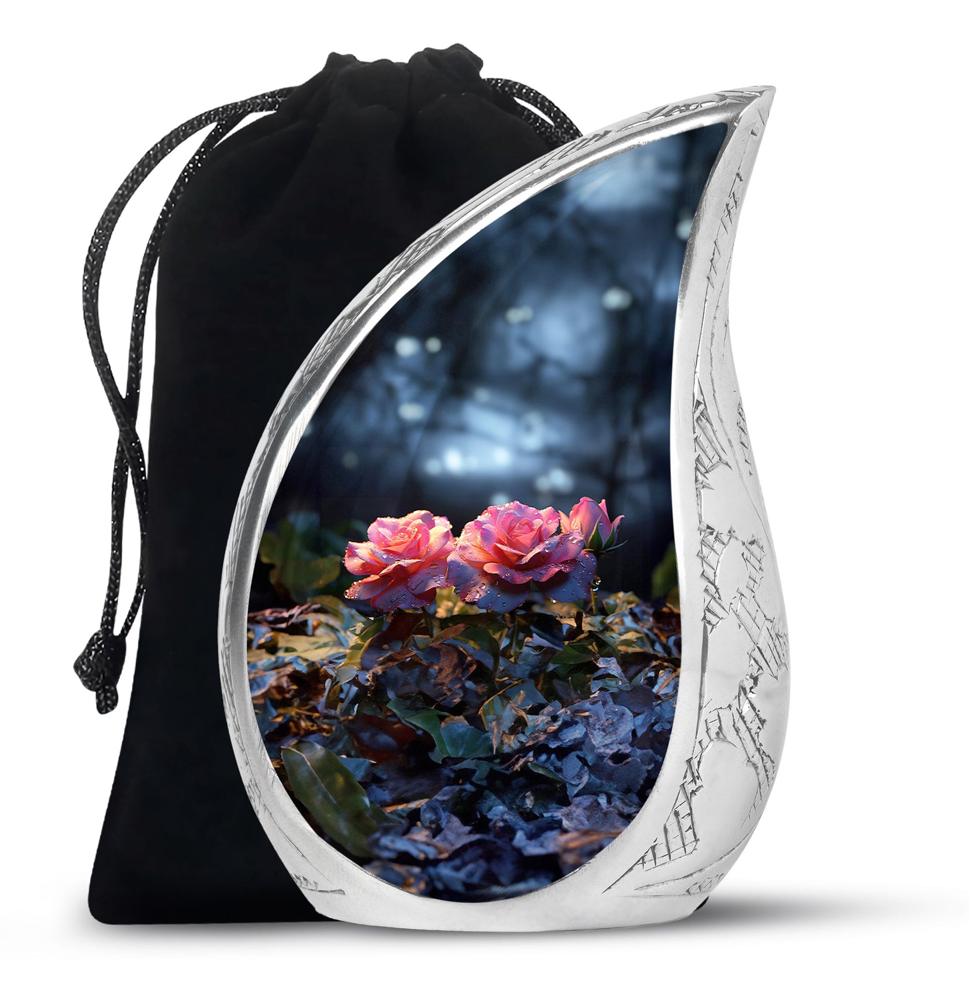 Pink Rose Theme Funeral Urn - Large Memorial Urn For Human Ashes