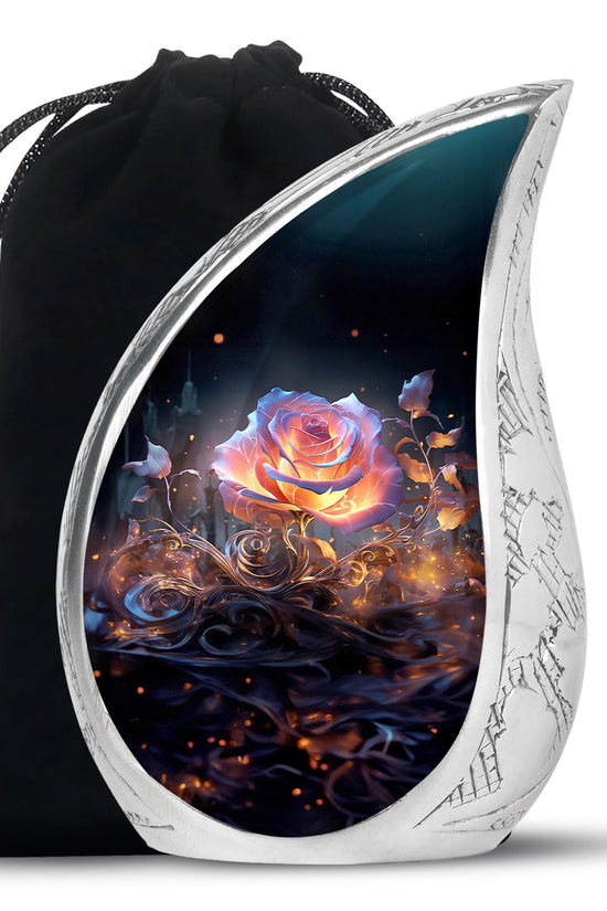 Glowing Rose Cremation Urn - Fantasy Memorial Urn For Ashes