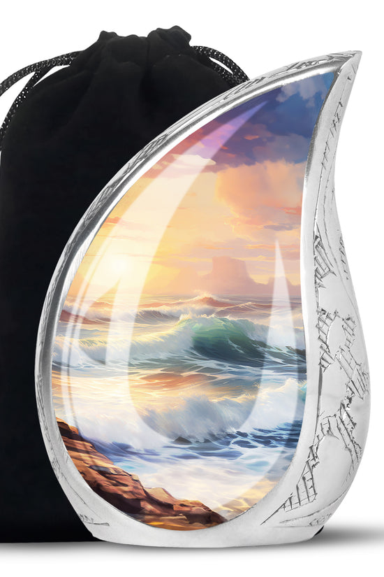 Beautiful Beach Theme Funeral Urn - Sunset Memorial Urn For Adult Ashes
