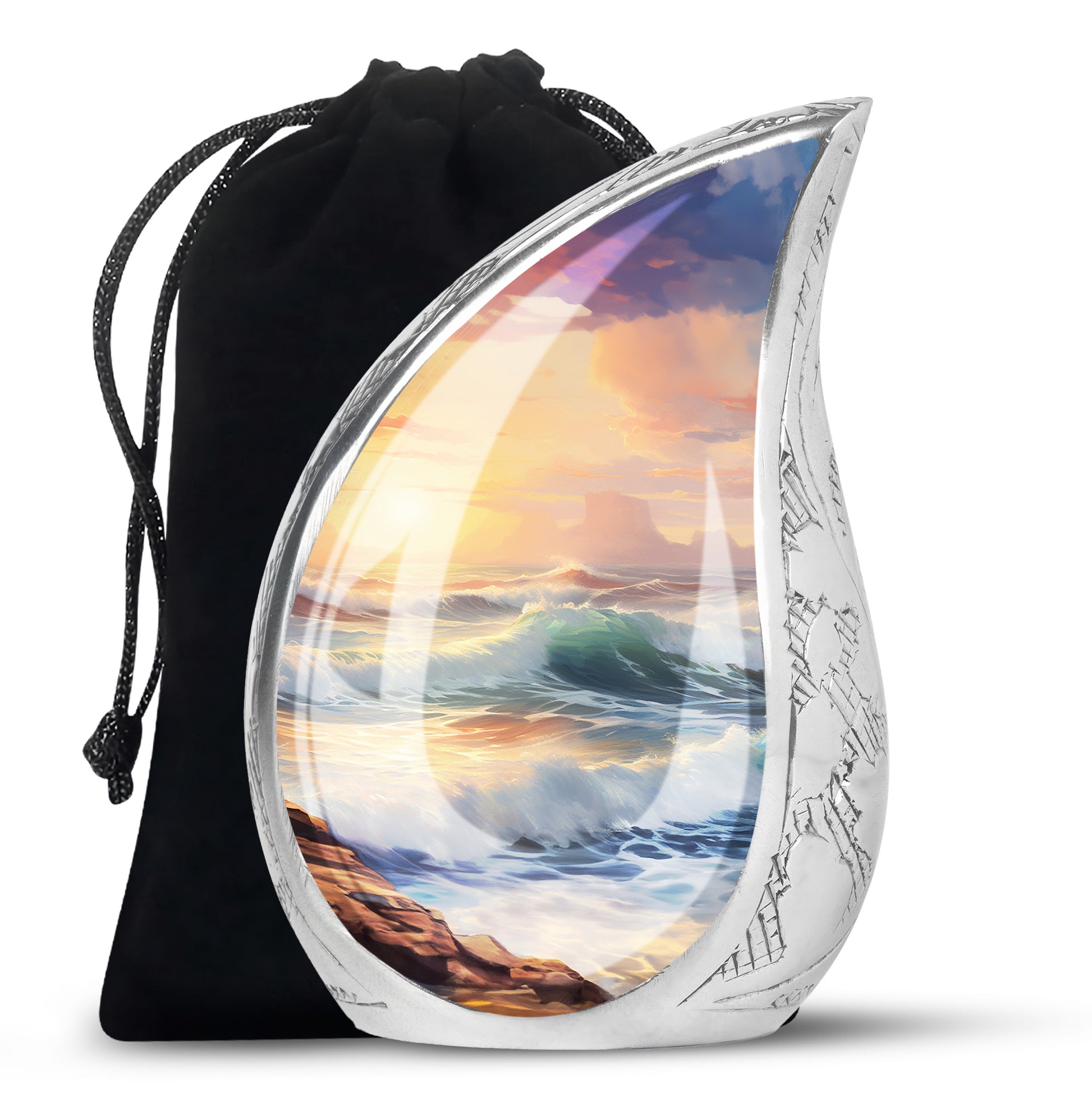 Beautiful Beach Theme Funeral Urn - Sunset Memorial Urn For Adult Ashes