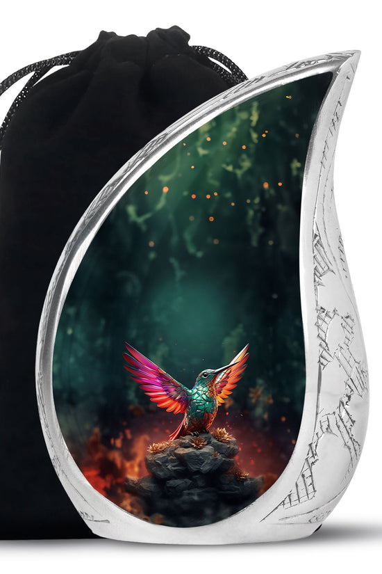 Green Hummingbird Funeral Urn - Decorative Memorial Urn For Adults Ashes
