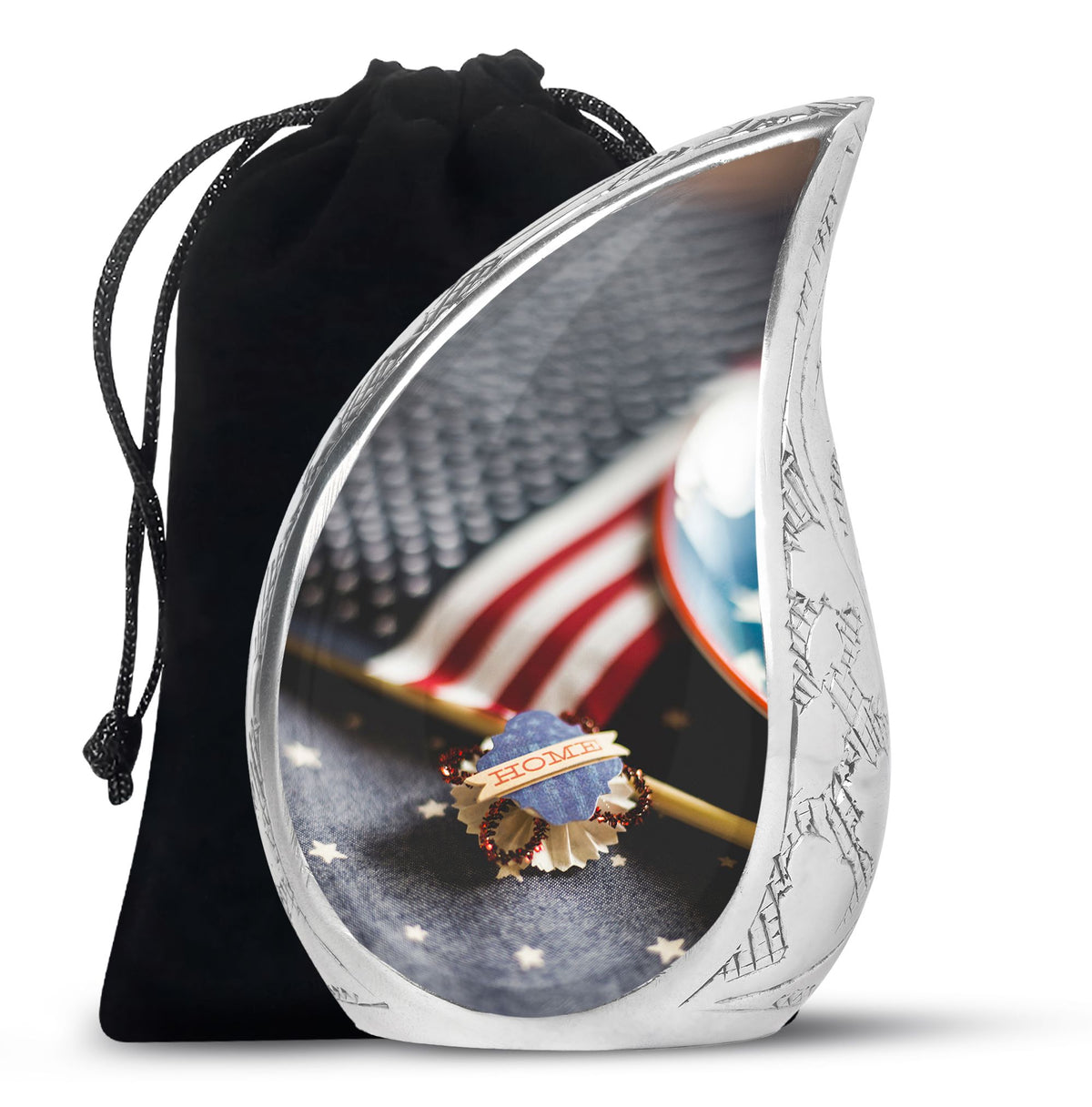 US Flag Theme Memorial Urn - Large Cremation Urn For Human Ashes