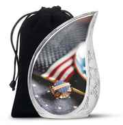 US Flag Theme Memorial Urn - Large Cremation Urn For Human Ashes