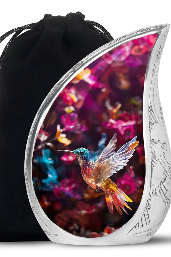 Colourful Decorative Hummingbird Memorial Urn - Cremation Urn For Male & Female