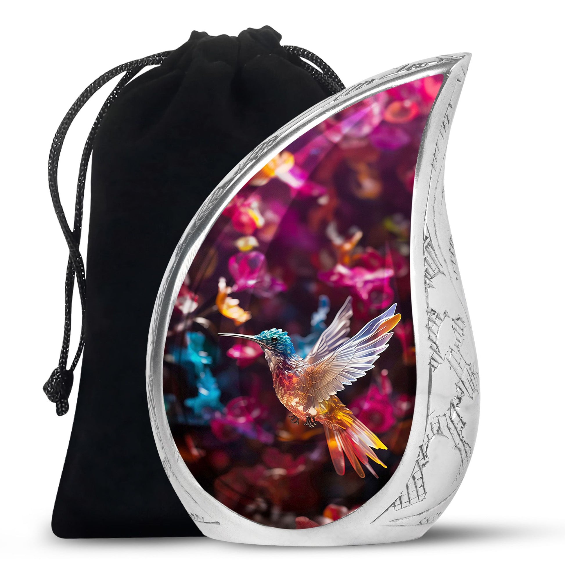 Colourful Decorative Hummingbird Memorial Urn - Cremation Urn For Male & Female
