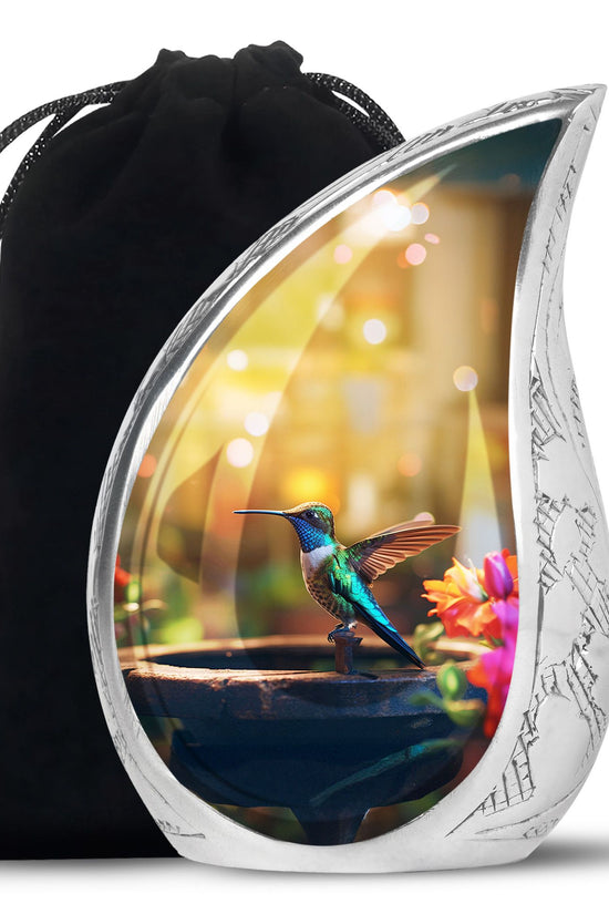 Classic Hummingbird Cremation Urn - Yellow Large Memorial Urn For Loved Ones