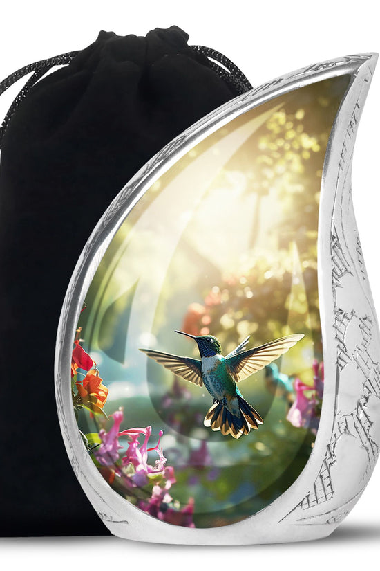 Flying Hummingbird Cremation Urn - Aluminium Memorial Urn For Ashes