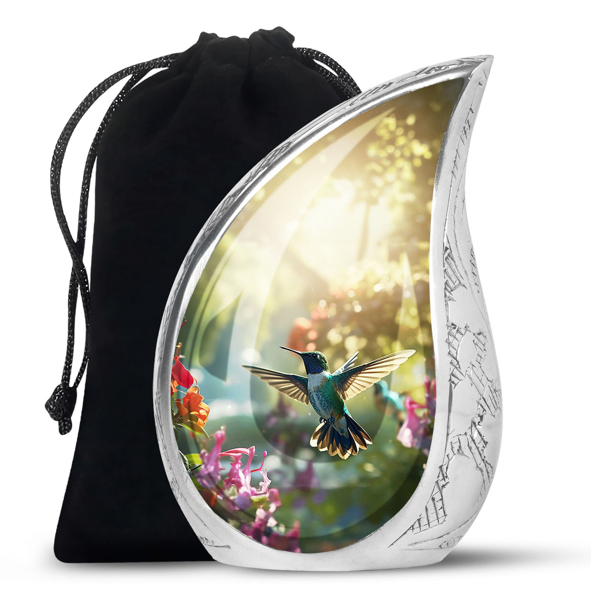 Flying Hummingbird Cremation Urn - Aluminium Memorial Urn For Ashes