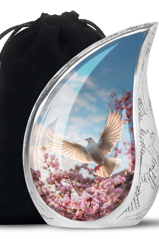 Beautiful Memorial Urn For Ashes - Dove Bird Theme CrematIon Urn