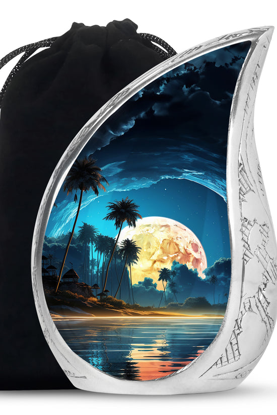 Night Beach Memorial Urn - Moonlight Cremation Urn For Loved Ones
