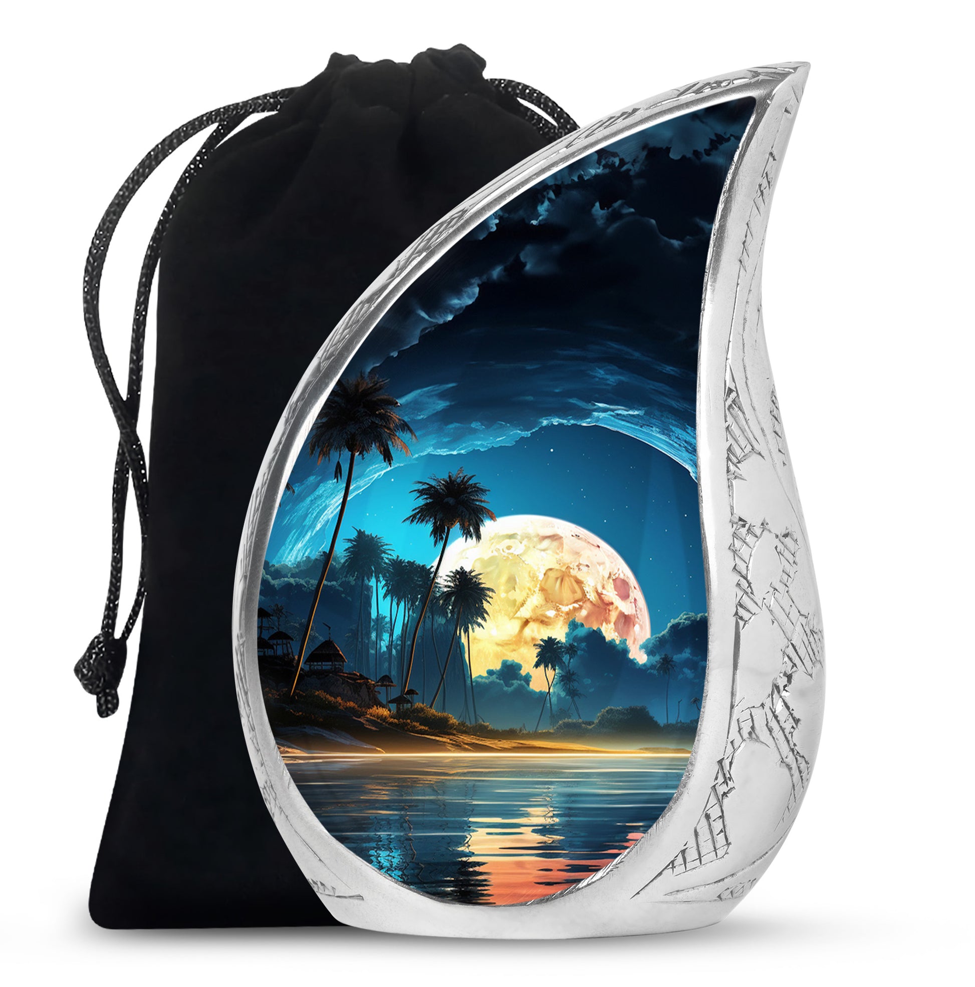Night Beach Memorial Urn - Moonlight Cremation Urn For Loved Ones
