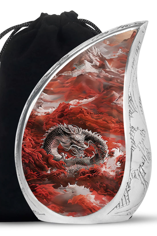 Japanese Dragon Memorial Urn - Aluminium Large Urn For Adult Ashes