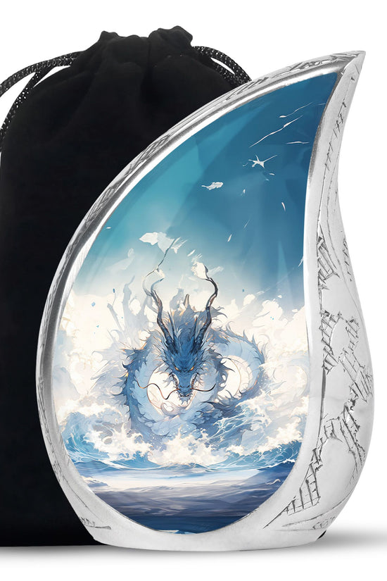 Mystic Blue Dragon Cremation Urn For Adult - Artistic Funeral Urn For Ashes