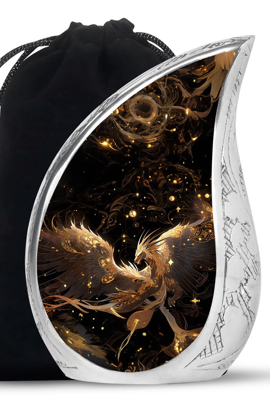 Celestial Silver Dragon Funeral Urn For Adults - Premium Aluminium Urn