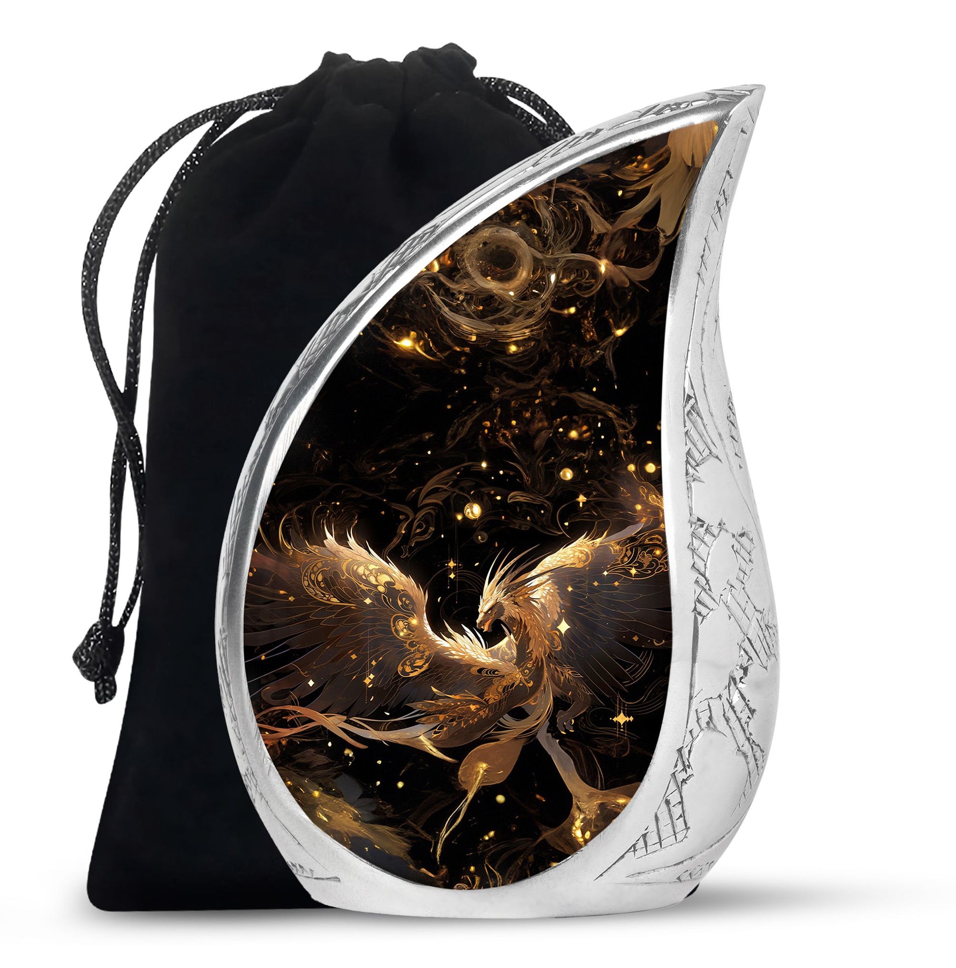 Celestial Silver Dragon Funeral Urn For Adults - Premium Aluminium Urn