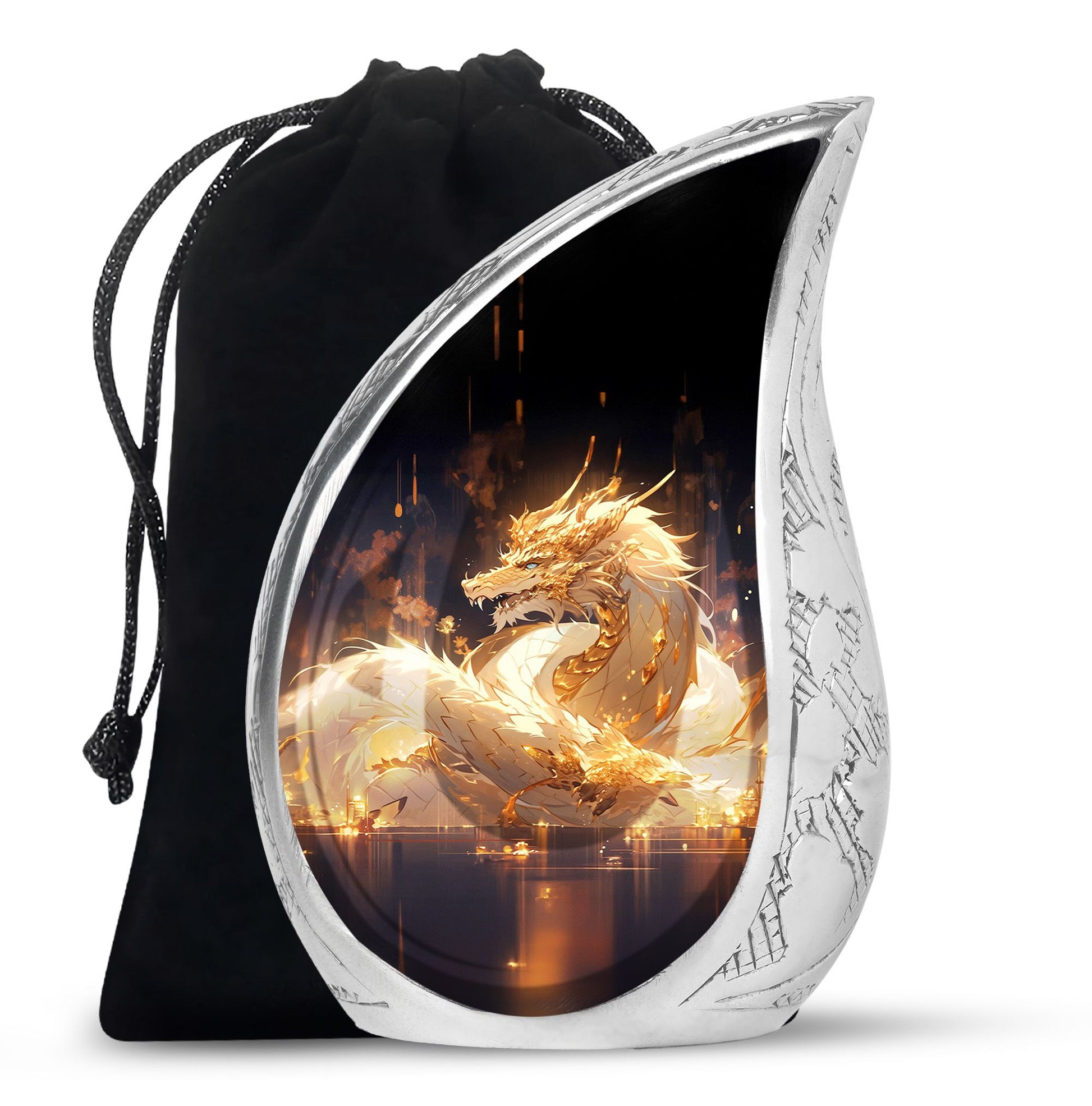 Purple Fantasy Dragon Cremation Urn For Human Ashes - Decorative Ashes Urn