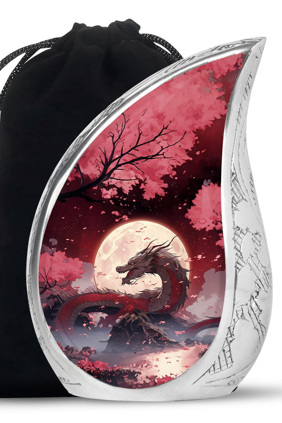 Red Artistic Dragon Memorial Urn - Beautiful Funeral Urn For Adult Ashes
