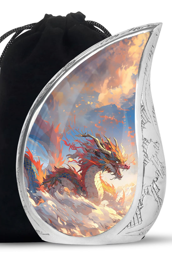 Golden Phoenix Dragon Funeral Urn For Human Ashes - Decorative Memorial Urn