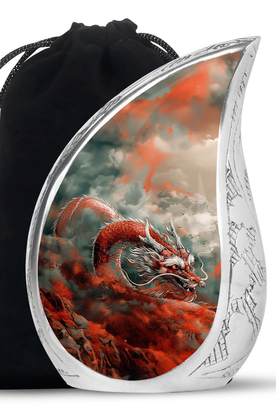 Midnight Dragon Moon Cremation Urn - Black Aluminium Urn For Adult Ashes