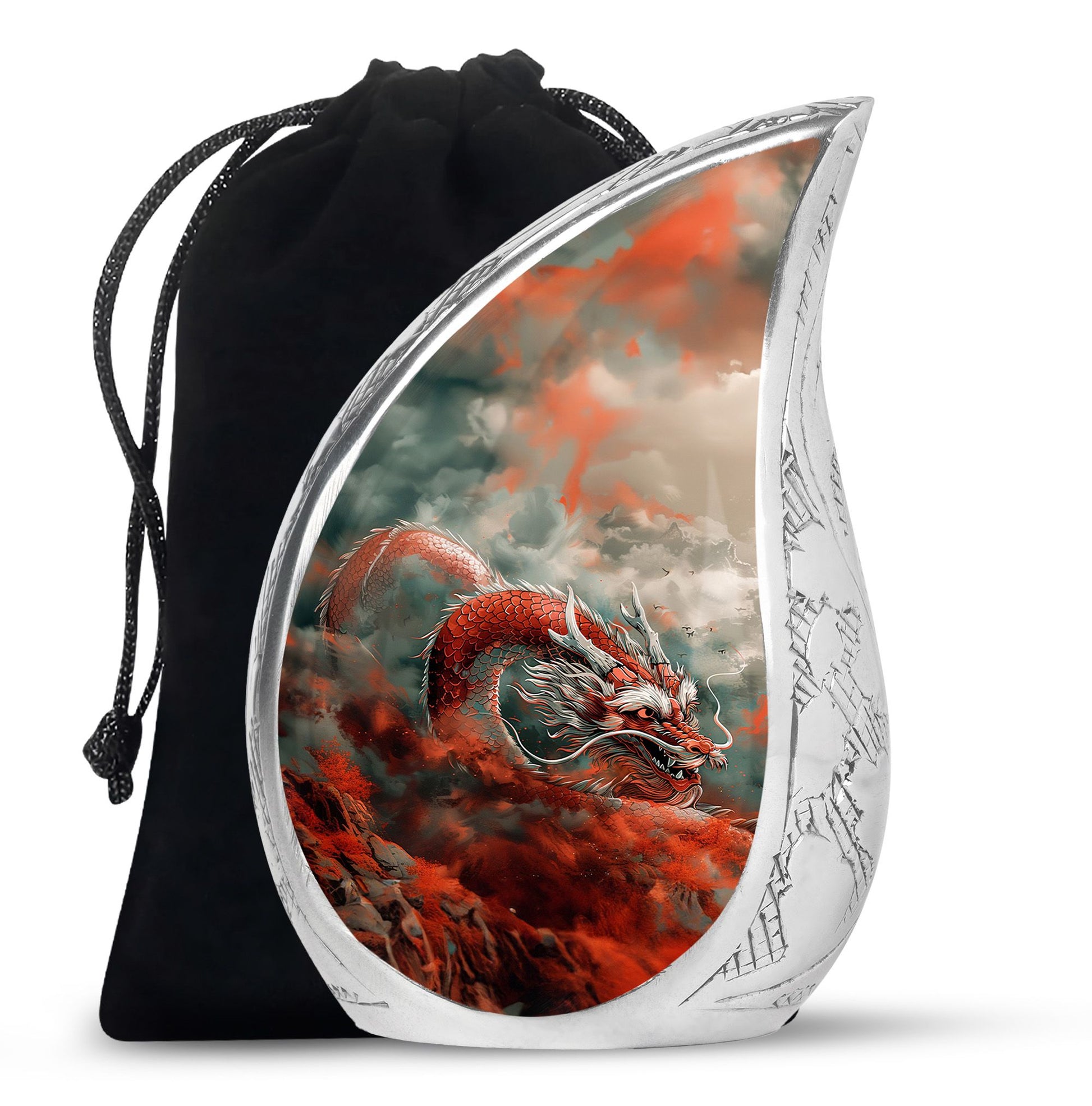 Midnight Dragon Moon Cremation Urn - Black Aluminium Urn For Adult Ashes